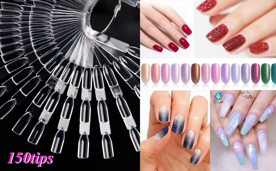 Nail Display Tips, MORGLES 150 Tips Nail Polish Sample Sticks Stiletto Nail Swatch Sticks with Ring, Nail Testers for Nail Salon Polish Practice Display - product information 4