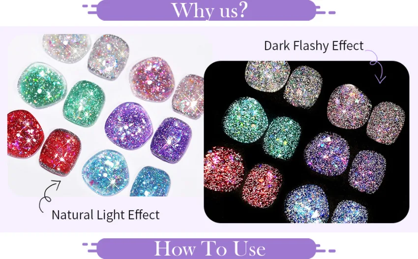 BORN PRETTY Reflective Glitter Gel Polish,Sparkly Shiny Disco DJ LED Gel Nail Polish Nail Varnish Reflective Sequins Gel - reflective glitter gel polish