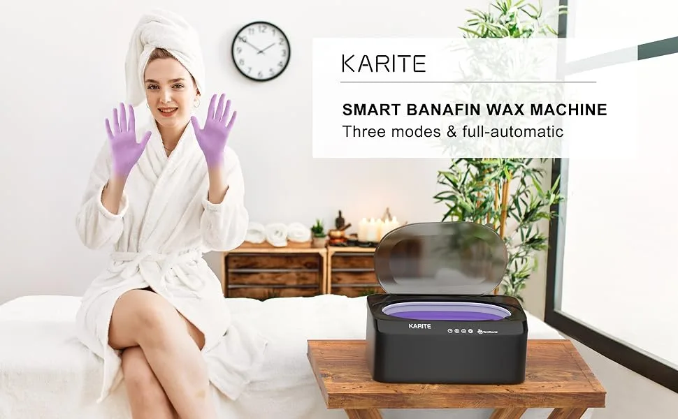 KARITE Paraffin Wax Machine for Hands and Feet with Auto Open Lid, Arthritis Paraffin Bath,20Min Fast Wax Meltdown, Precision Temperature Control, 4500ml Paraffin Warmer with 8Pack Refills Black - paraffin wax machine