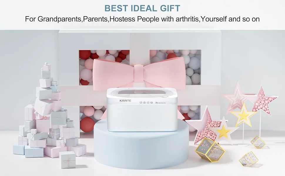KARITE Paraffin Wax Machine for Hands and Feet with Auto Open Lid, Arthritis Paraffin Bath,20Min Fast Wax Meltdown, Precision Temperature Control, 4500ml Paraffin Warmer with 8Pack Refills white - gift