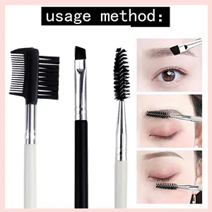Eyebrow Brush and Comb,3 Pcs Angled EyeBrow Brush with Eyebrow Spoolie,Professional Spoolie Brush,Firm Thin Eyebrow Eyelash Makeup Grooming Tool White - Eyebrow Brush and Comb