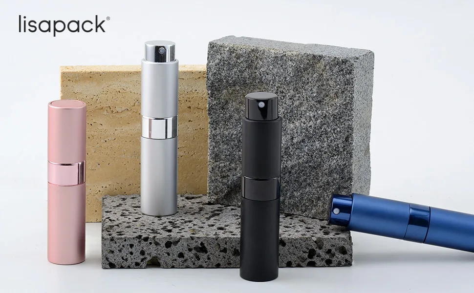 Lisapack Atomizer Perfume 8ML Spray Bottle for Travel (4PCS), Empty Refillable Cologne Dispenser, Portable Sprayer (Black) 4 Black - lisapack?