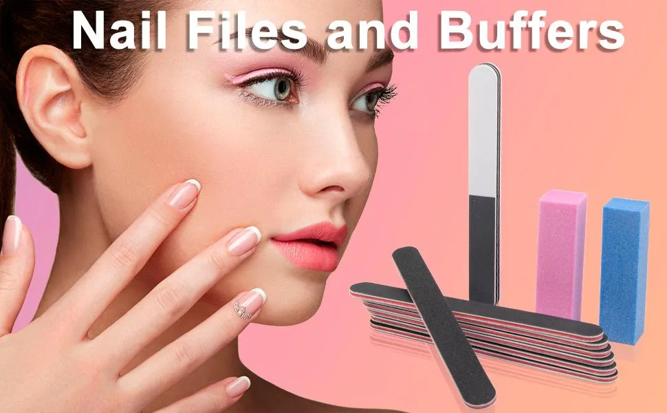 CGBE Nail Files and Buffer Manicure Tools Kit Rectangular Nail Buffer Block 100/180 Grit Nail File Nail Care File Buffer Tool 10Pcs Nail File-white - Nail files and buffers