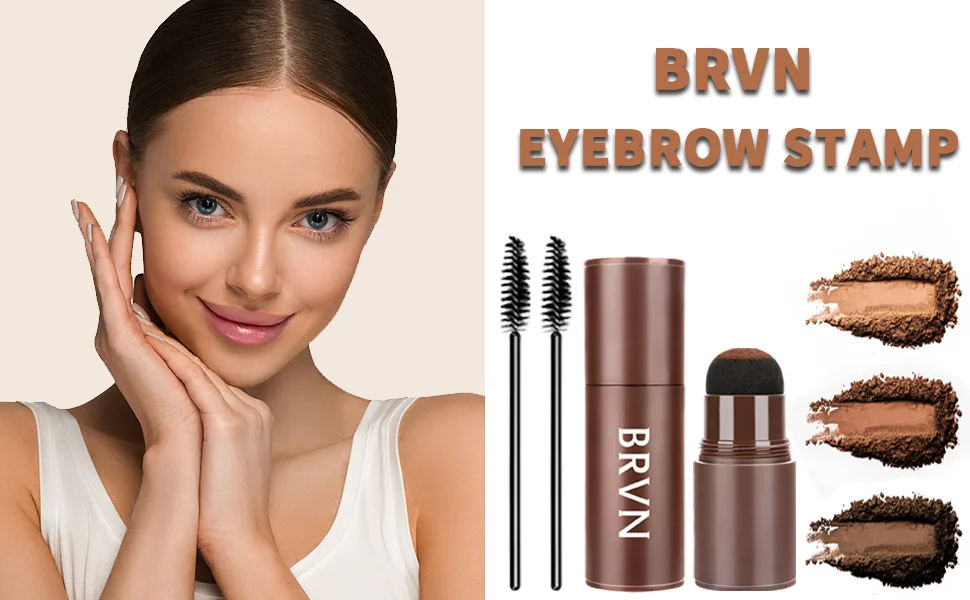 Eyebrow Stamp Stencil Kit - Eyebrow Stamp and 34 Reusable Eyebrow Stencils for Perfect Eyebrow Makeup, Waterproof, Long-Lasting(Medium Brown) - eyebrow stamp stencil kit,eyebrow stamp,eyebrow kit,perfect brow stencil and stamp,eye brow kit