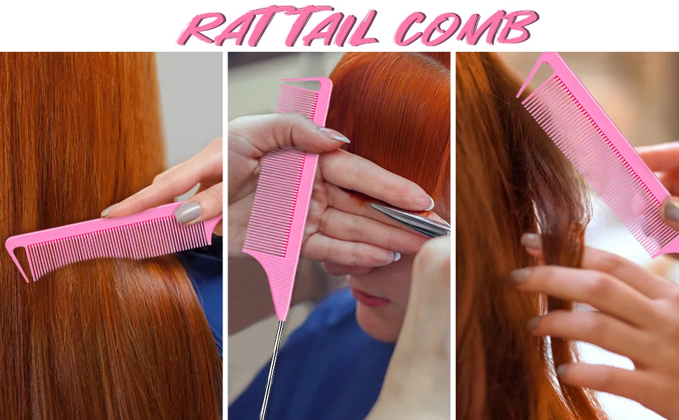TsMADDTs 1000pcs Clear Small Rubber Elastics with Hair Loop Styling Tool Set,1000pcs Rubber Hair Ties 2Pcs French Braid Tool Loop 1Pcs Rat Tail Combs for Braiding Styling,Pink A-Clear - product information 4