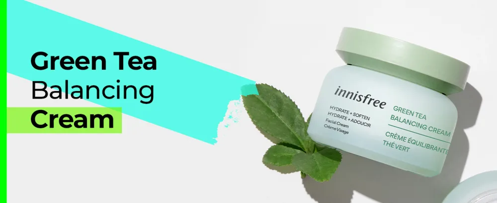 innisfree Green Tea Moisture Balancing Cream Hydrating Face Moisturizer - Banancing Toner