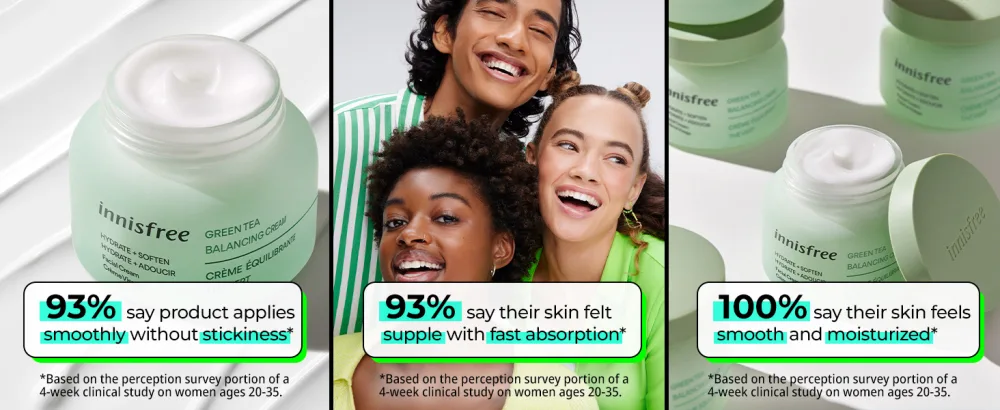 innisfree Green Tea Moisture Balancing Cream Hydrating Face Moisturizer - Clinicals
