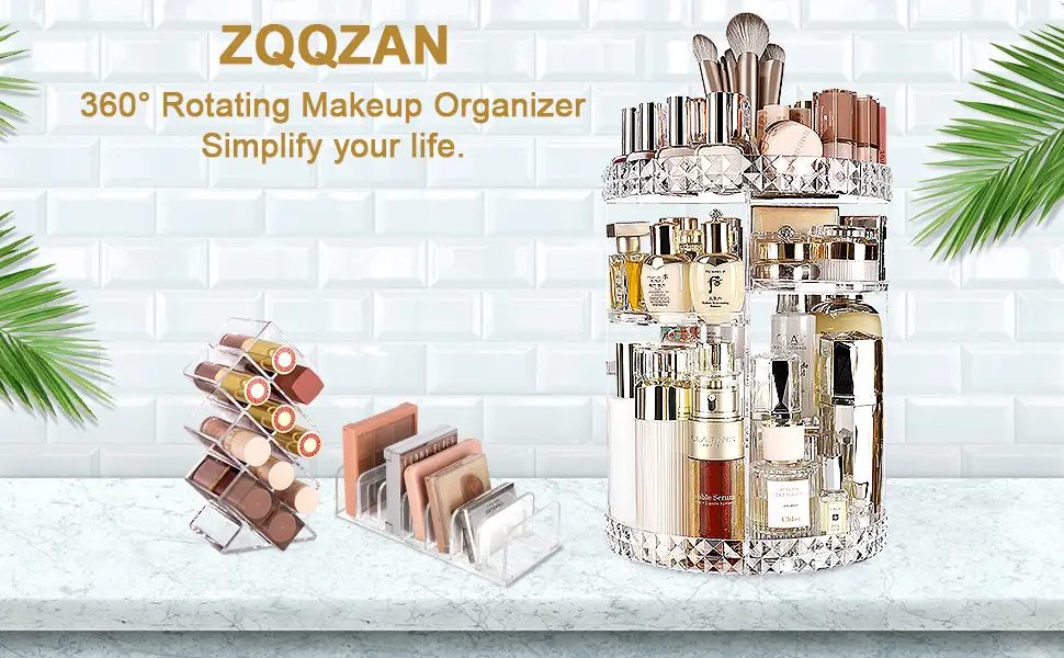 Makeup Organizer for Vanity - ZQQZAN 360 Rotating Makeup Organizer Perfume Organizer Clear Makeup Organizer with 6 Adjustable Layers - product information 1