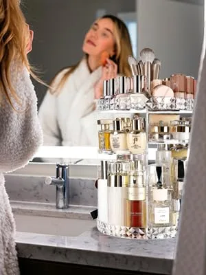 Makeup Organizer for Vanity - ZQQZAN 360 Rotating Makeup Organizer Perfume Organizer Clear Makeup Organizer with 6 Adjustable Layers - product information 2