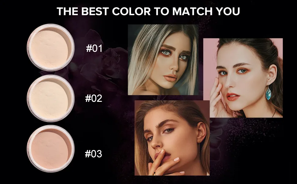 Oil Control Loose Powder Setting Make Up Waterproof Poreless Long Lasting Soft-Matte Face Powder Makeup, 0.32Oz (01) #01 - three shades to choose setting powder makeup