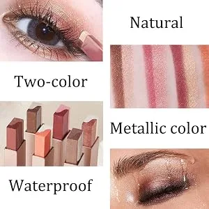 12 Colors Glitter Eyeshadow Stick,Double Colors Shimmer Eye Shadow Stick Gradient Eye Makeup - product information 7