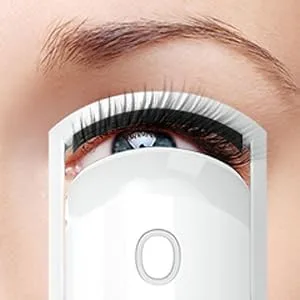 Heated Eyelash Curler, BYVUTE Regular Electric Lashes Curler with Sensing Heating Silicone Pads No Pitching Curler Long Lasting Two Temperature Settings Rechargeable with Pouch J White - Heated eyelash curler