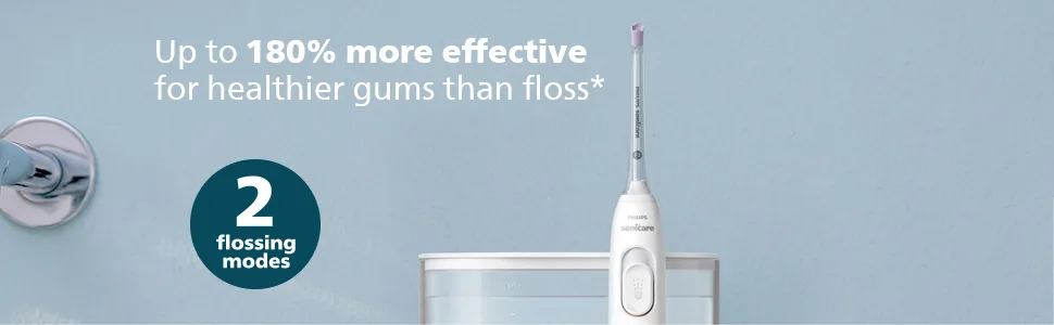 Philips Sonicare Power Flosser 3000, White, HX3711/20 - power flosser against blue background