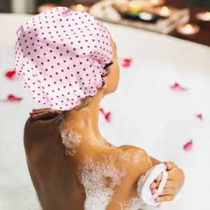 4 Pcs Reusable Shower Cap, EVA Waterproof Shower Cap Elastic Double Layers Shower Hat Bath Caps for Women Ladies Spa Salon Medium-10.6'' Multicolored-A - product information 5