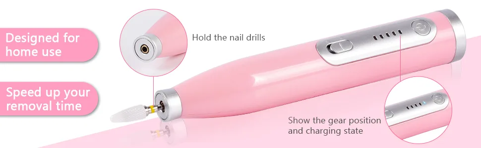 Electric Nail Drill, IKOCO Cordless Nail Drill Electric Nail File Compact Manicure Drill Set for Gel Cuticle Nails Pink - electric nail drill set