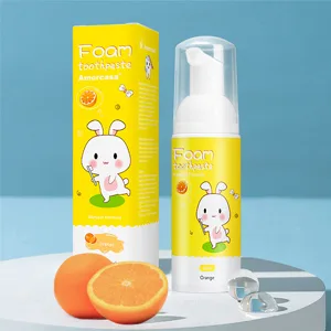 Foam Foothpaste Kids, Child-Friendly Formula Edible for Kids Oral Cleaning and Prevention Decay, Orange Flavor ,60ml, 3Pack - 10-7???