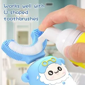 Foam Foothpaste Kids, Child-Friendly Formula Edible for Kids Oral Cleaning and Prevention Decay, Orange Flavor ,60ml, 3Pack - Works well with U shaped toothbrush