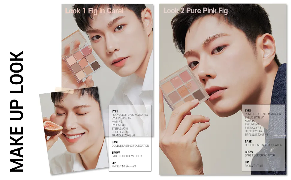 ETUDE Play Color Eyes | 9 Color Eyeshadow Palette With Soft & Pure Contour Shades (Casa Fig) - make up look
