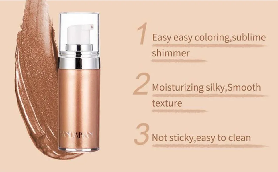 Body Face Luminizer Highlighter Cream Spray Liquid Bronzer Illuminator Glow Glistening Makeup Foundation (#2 Rose Gold) - product information 4