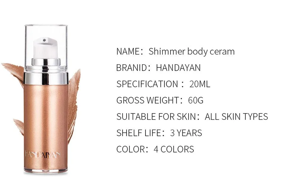 Body Face Luminizer Highlighter Cream Spray Liquid Bronzer Illuminator Glow Glistening Makeup Foundation (#2 Rose Gold) - product information 5
