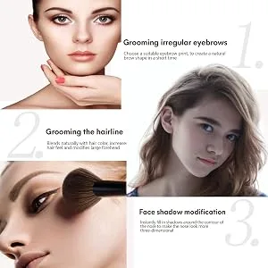 One Step Brow Stamp Shaping Kit - Professional Eyebrow Powder Stamp Makeup with 10 Reusable Eyebrow Stencils Eyebrow Definer, Long Lasting Buildable Eyebrow Makeup Tools for Women (Natural black) - One Step Brow Stamp Shaping Kit