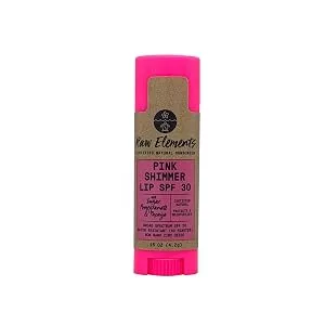 Raw Elements Organic Pink Lip Shimmer Zinc Oxide SPF 30+, 0.15oz - Raw Elements