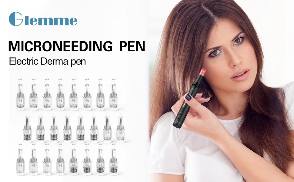 Microneedling Pen Electric Dermapen Professional Adjustable Microneedle with 24PCS Replacement Cartridges, Derma Pen for Face Body - Microneeding Derma Pen