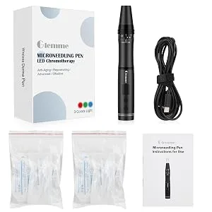 Microneedling Pen Electric Dermapen Professional Adjustable Microneedle with 24PCS Replacement Cartridges, Derma Pen for Face Body - package included