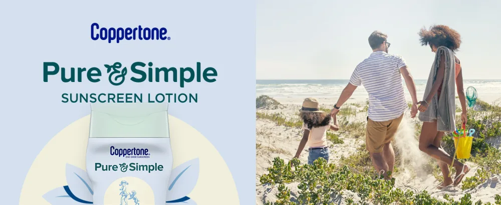 Coppertone Pure and Simple Sunscreen Lotion, Zinc Oxide Mineral Sunscreen Lotion, Spf 50 Sunscreen, Hypoallergenic, 6 Oz, Pack of 2 - coppertone pure & simple, coppertone sunscreen, sunblock, sun protection