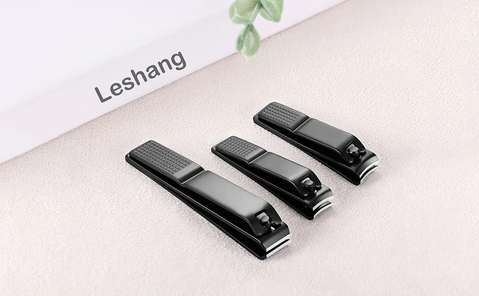 3 Pieces Nail Clippers Set, Ultra Sharp Sturdy Black Stainless Fingernail, Toenail Clipper Cutters (Straight & Curved) Black-3pcs No Pouch - Sharp Blades high quality Stainless Steel finger nail toenail clipper set