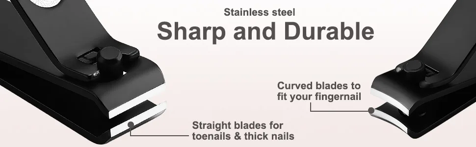 3 Pieces Nail Clippers Set, Ultra Sharp Sturdy Black Stainless Fingernail, Toenail Clipper Cutters (Straight & Curved) Black-3pcs No Pouch - Ultra sharp sturdy black stainless fingernail clipper