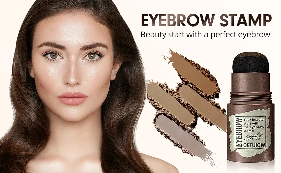 Eyebrow Stamp Stencil Kit, One Step Brow Stamp Shaping Kit, Waterproof Eyebrow with 24 Reusable Eyebrow Stencils, Long-Lasting Brow Powder Eyebrow Pencil(Light Brown) - product information 1