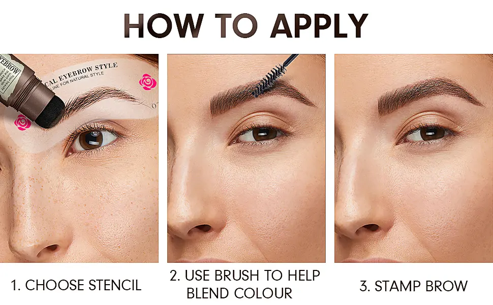 Eyebrow Stamp Stencil Kit, One Step Brow Stamp Shaping Kit, Waterproof Eyebrow with 24 Reusable Eyebrow Stencils, Long-Lasting Brow Powder Eyebrow Pencil(Light Brown) - product information 5