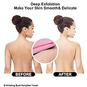 Back Scrubber for ShowerWOVTE 2 Pack Stretchable Nylon Exfoliating Body Scrubber Washcloth Towel Deep Cleans Skin Massages Blood Circulation Back Washer for Shower Men Women - back scrubber