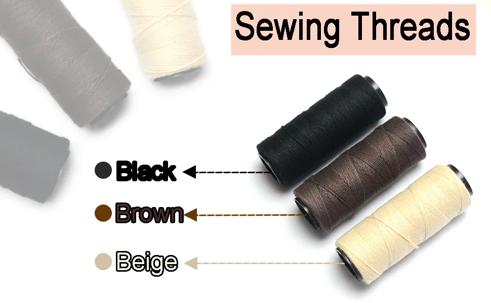 BLUPLE Professional Weaving Threads 3 Rolls for Making Wig Hand Sewing Hair Weft Hair Weave Extension DIY (Black,Beige,Brown) 3 pcs 3 Color - product information 2