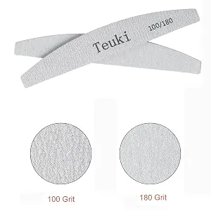 Teuki Professional Nail File 100 180 Grit Double Sided Black Washable Nail File 12pcs/Set, Fingernail Files Emery Emory Boards for Nails - Nail File 100/180