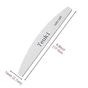 Teuki Professional Nail File 100 180 Grit Double Sided Black Washable Nail File 12pcs/Set, Fingernail Files Emery Emory Boards for Nails - Size 100/180
