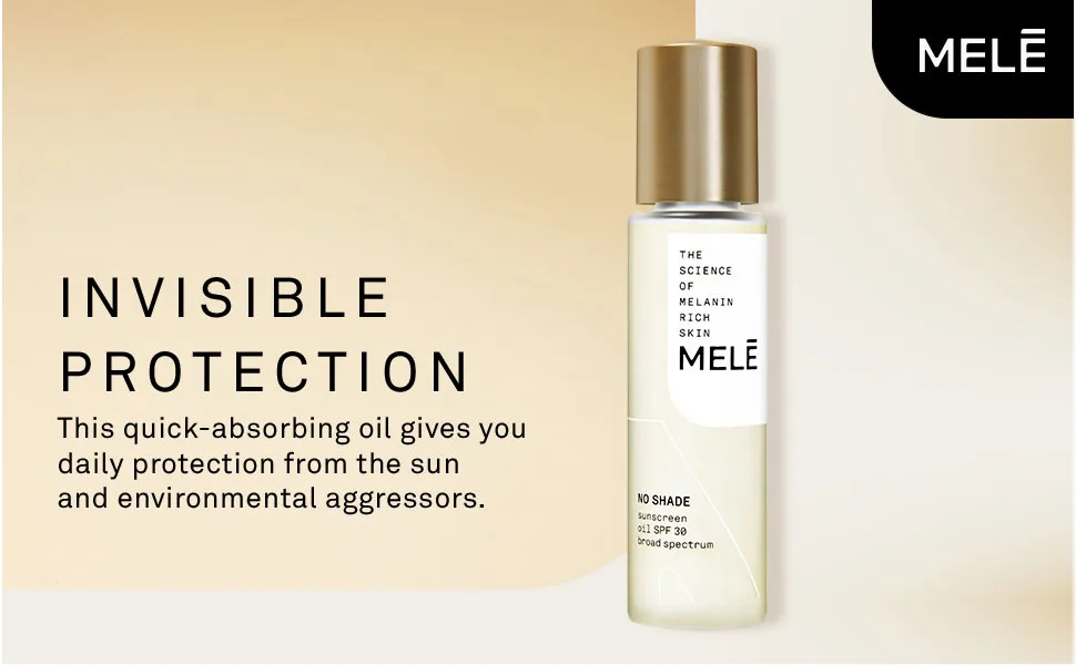MELE Sunscreen Oil For UV Protection No Shade SPF 30 Blends In Without a Trace 1 oz., White - Invisible Protection