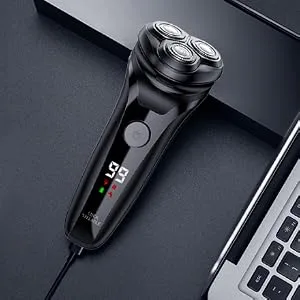 Men's Electric Shaver, Rechargeable Rotary Razor with Pop-up Sideburn Trimmer and LCD Power Indicator, Fast Charging, Compact Wet and Dry Shaver - product information 4