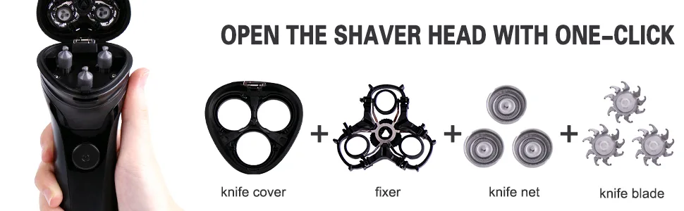 Men's Electric Shaver, Rechargeable Rotary Razor with Pop-up Sideburn Trimmer and LCD Power Indicator, Fast Charging, Compact Wet and Dry Shaver - product information 5