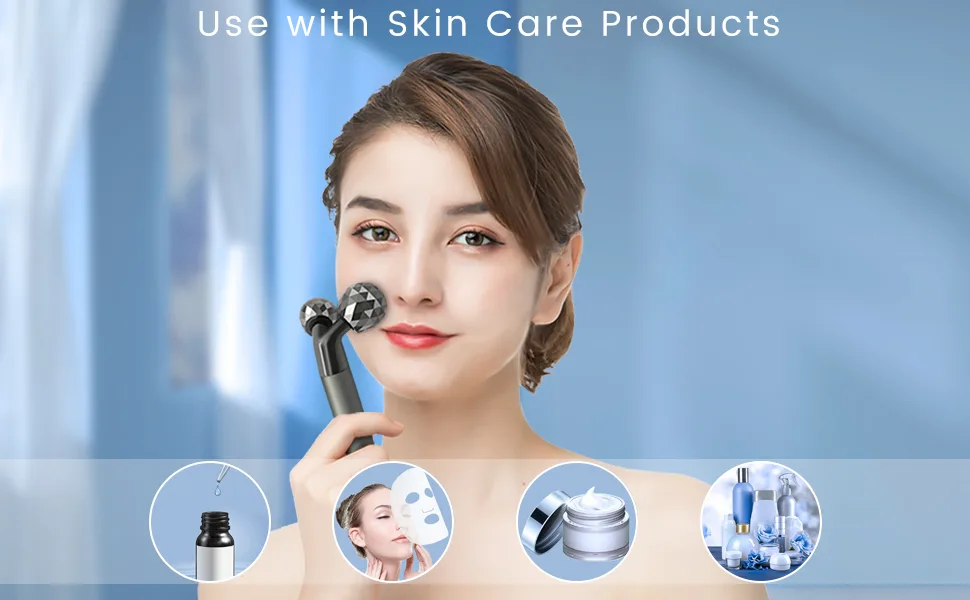 2 In 1 Face Massager Kit Electric 3D Face Roller Massager T Shape Facial Massager Set Skin Massager Tool - face massager kit-image2