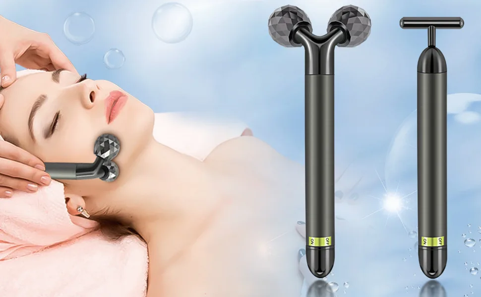 2 In 1 Face Massager Kit Electric 3D Face Roller Massager T Shape Facial Massager Set Skin Massager Tool - facemassagerkit-image1