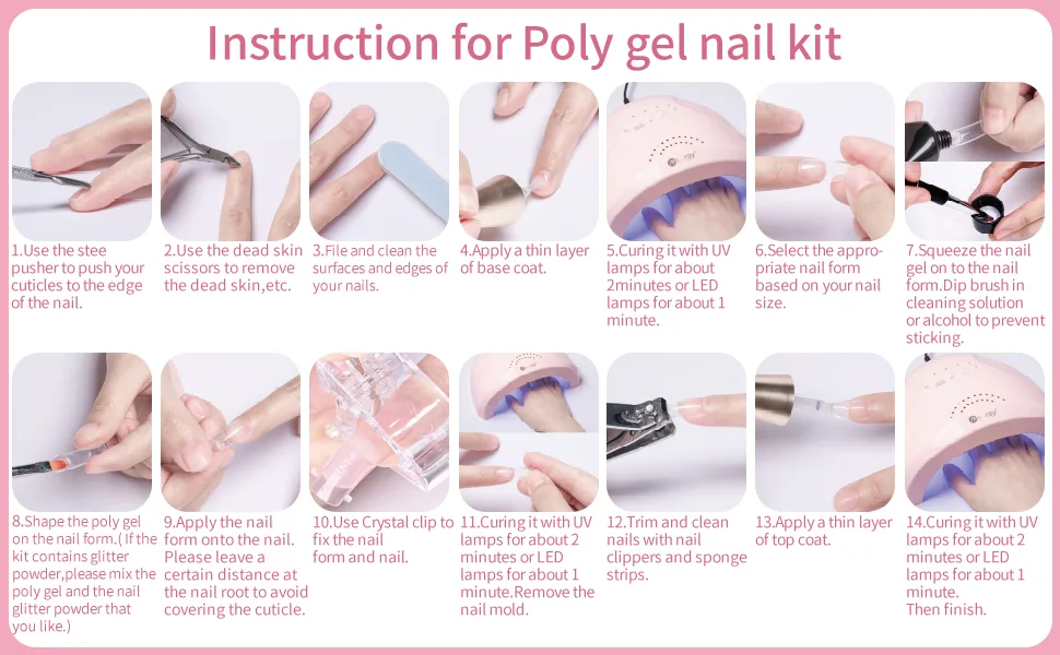 Mobray Poly Gel Nail Kit 6 Colors Nail Builder Gel Nail Enhancement Trial Kit Nail Art Tool Easy DIY at Home Professional Set Kit1 - product information 5