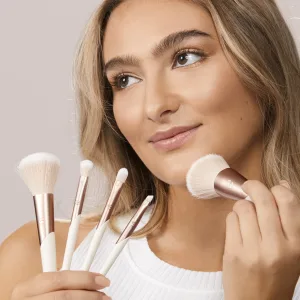 EcoTools Luxe Plush Foundation & Bronzer Blush Brush for Powder Makeup, Ecofriendly Makeup Brush, Pink, Luxurious and Glamorous, 1 Count Plush Powder Brush - image