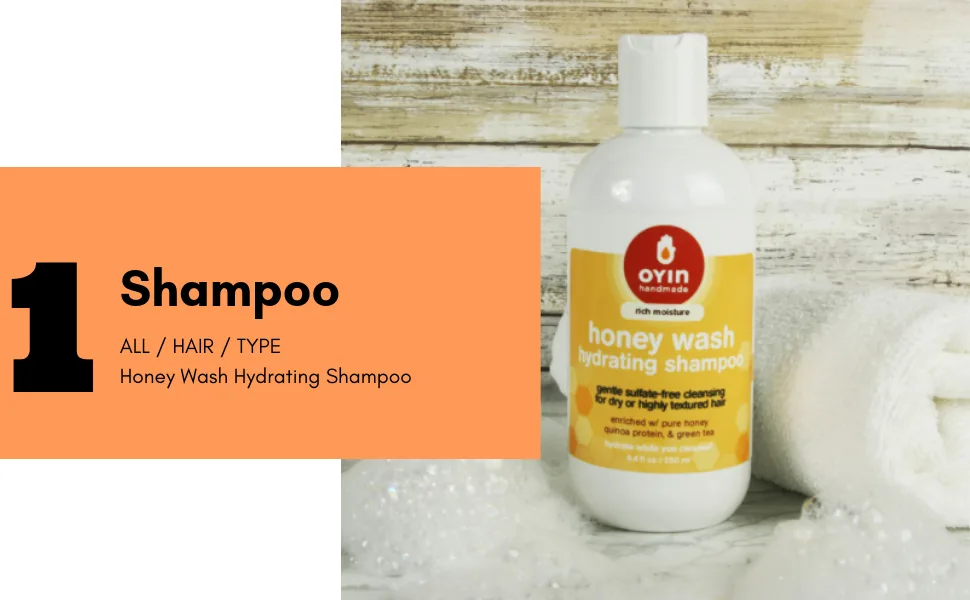 Oyin Handmade Honey Wash Hydrating Shampoo with Pure Honey | 8 oz - shampoo