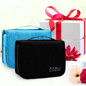 Hanging Toiletry Bag Large Capacity Men and Women Waterproof Travel Cosmetic Bag Bathroom Storage Bag (Black) - gift