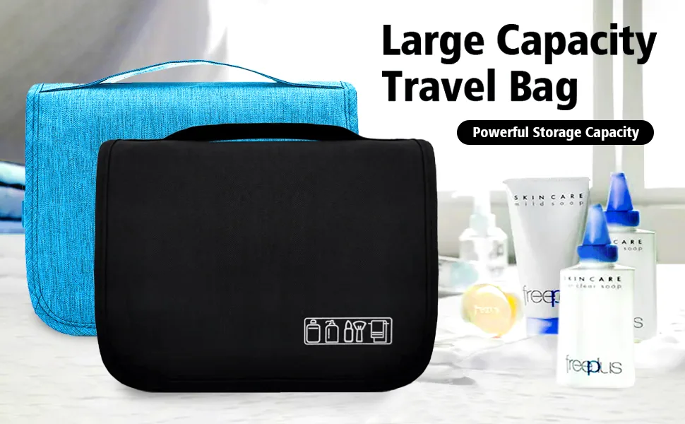 Hanging Toiletry Bag Large Capacity Men and Women Waterproof Travel Cosmetic Bag Bathroom Storage Bag (Black) - product information 2