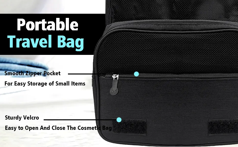 Hanging Toiletry Bag Large Capacity Men and Women Waterproof Travel Cosmetic Bag Bathroom Storage Bag (Black) - product information 3