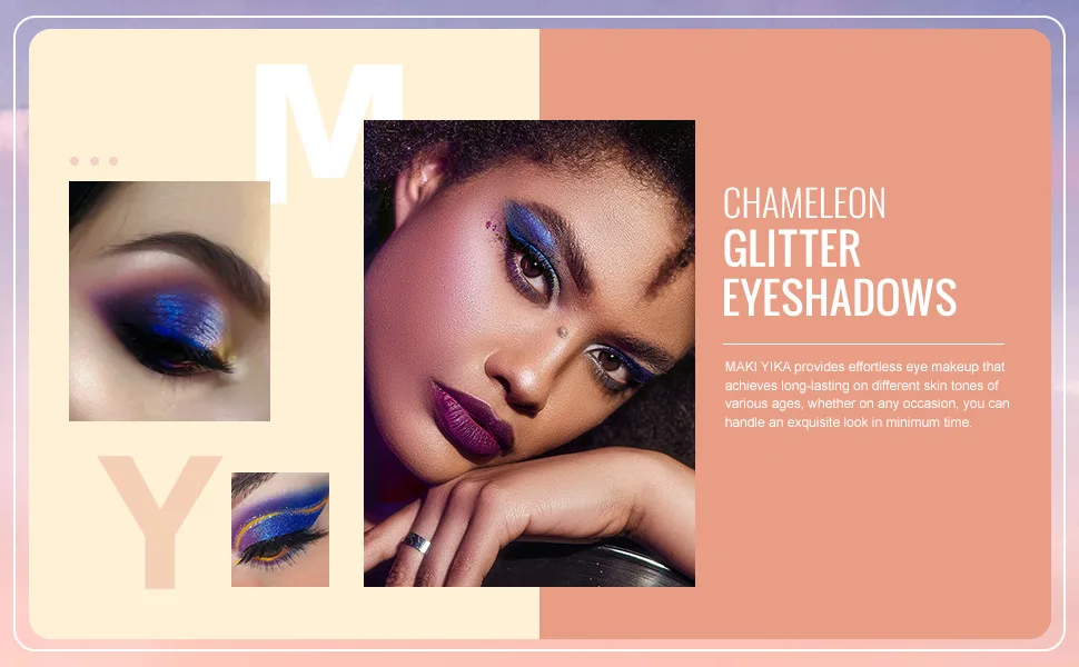 Chameleon Liquid Eyeshadow, Duochrome Liquid Eyeshadow, Shimmer Glitter Multichrome Eye Shadow Long-Lasting With No Creasing Quick-Drying Makeup (#6 Aurora) - MY chameleon glitter eyeshadow