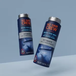 No Hair Crew | The Mega Bundle | Intimate and Body Hair Removal Creams with Intimate Dry & Fresh Powder | Made for Men - Powder 2